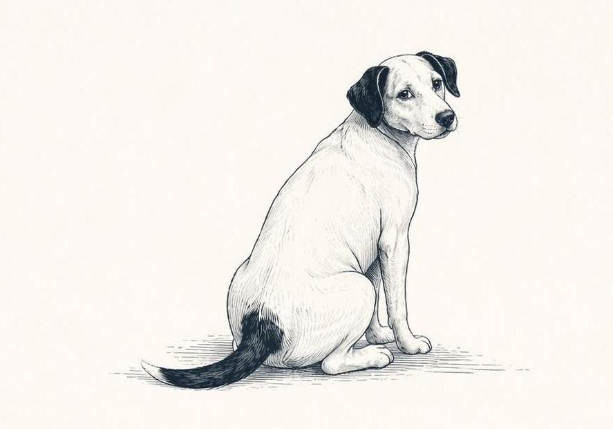 A black and brown dog sitting on top of a table